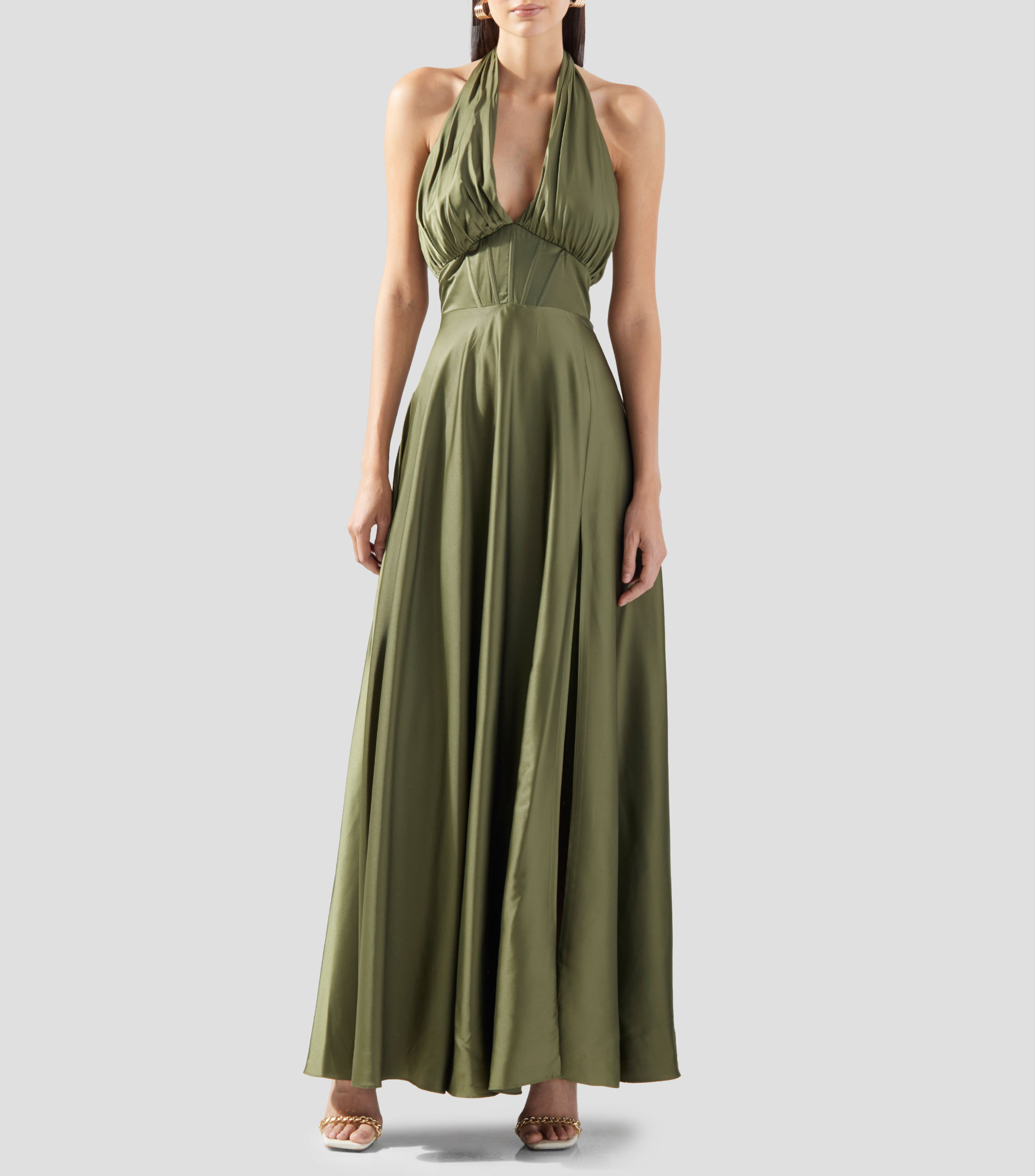 Vestido de fiesta largo liso sin mangas Mujer
